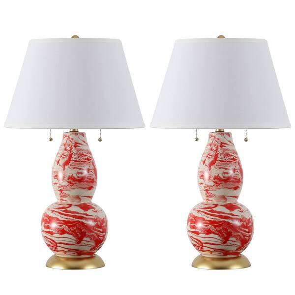 Safavieh Jill 26.5 Inch H Double Gourd Ceramic Lamp(Set Of 2), LIT4093