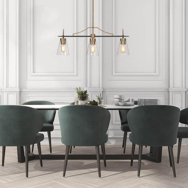 3-Light Black and Gold Chandelier