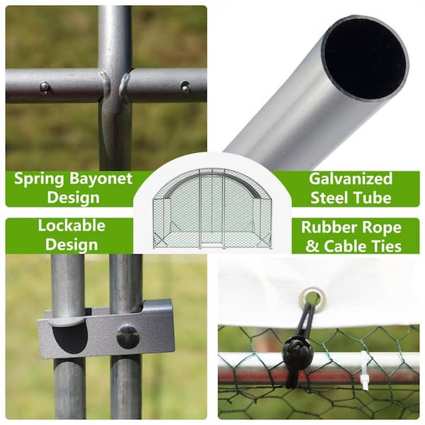 Siavonce Metal Chicken Coop Run Backyard Hen House Poultry Fencing