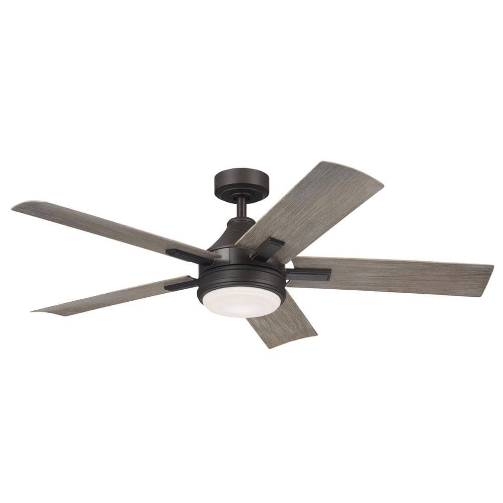 Tide 52 in. Indoor/Outdoor Olde Bronze Downrod Mount Ceiling Fan with Integ