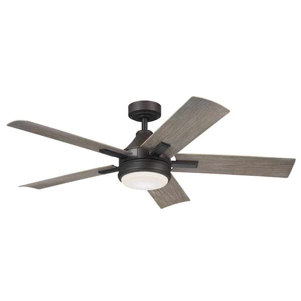 KICHLER Tide 52 in. Indoor/Outdoor Olde Bronze Downrod Mount Ceiling Fan with Integrated LED with Remote Control