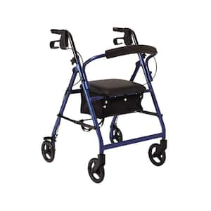 Aluminum Lightweight Folding 4-Wheel Rollator in Blue