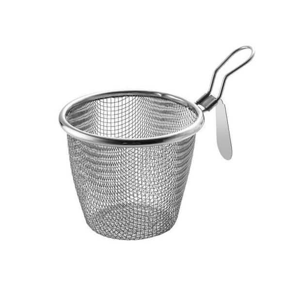 1Pc Stainless Steel Fine Mesh Pasta Basket Strainer with Handle, Multi-Purpose Kitchen Food Strainer Set