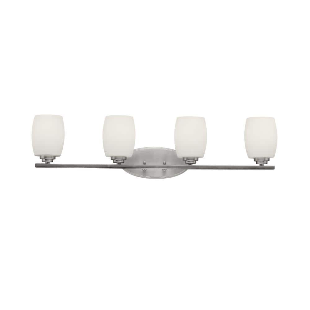 Eileen 33.75 in. 4-Light Brushed Nickel Contemporary Bathroom Vanity Light with Etched Glass Shade price history on PriceWatchPro