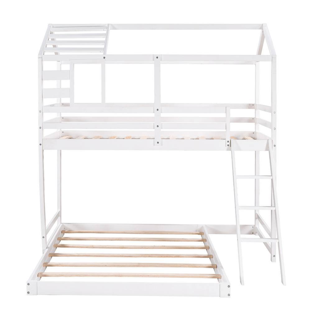 Utopia 4niture Bliss White Twin Over Full House-shaped Bunk Bed With 