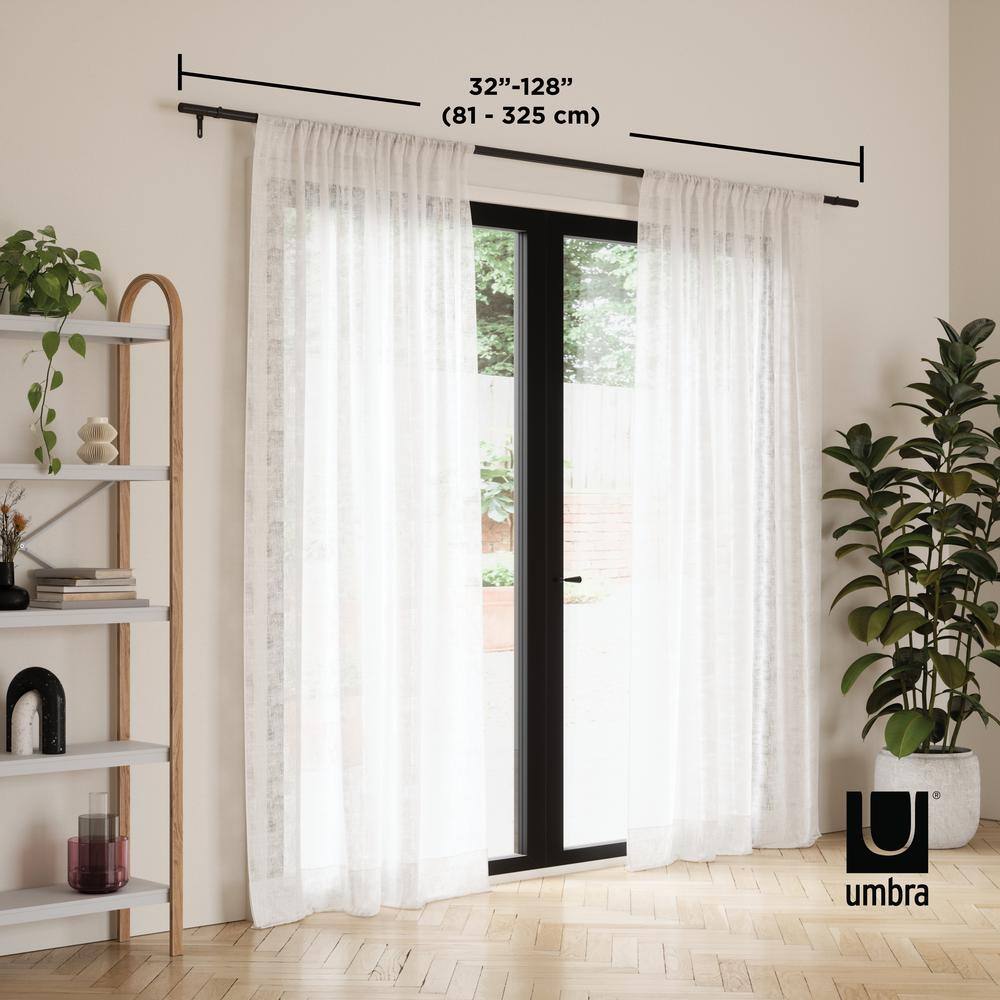 Matte Black Expandable Steel Curtain Rod with Cylindrical Finials