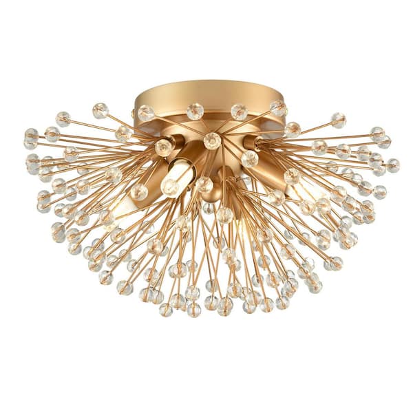 CLAXY 7.09 in. 4-Light Gold Flush Mount with No Glass Shade and No Light Bulb Type Included (1-Pack)