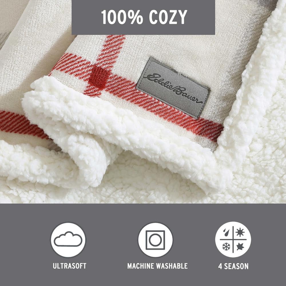 50"x60" Plaid Reversible Sherpa Fleece Throw Blanket