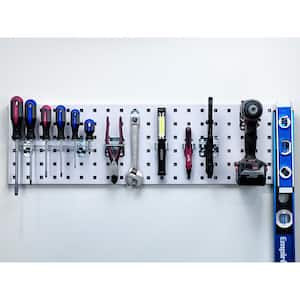 White Tool Storage Kit with (1) 31.5 in. x 9 in. Steel Square Hole Pegboard and 8-Piece LocHook Assortment