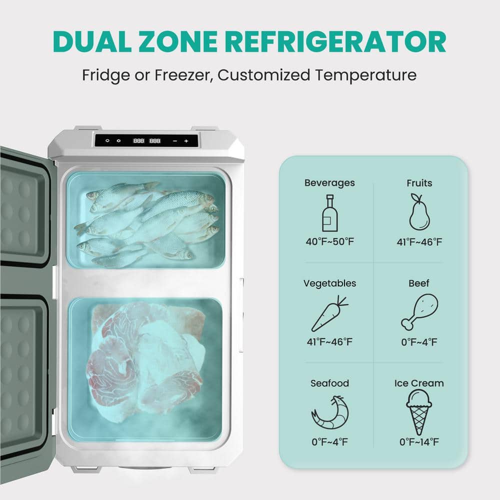 Alpicool 42 qt Green Electric Dual Zone Portable Cooler