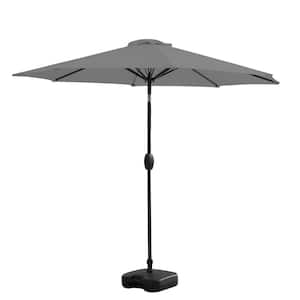 9 ft. Tilt and Crank Patio Table Umbrella With Square Base in Gray