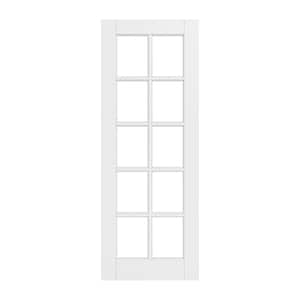 28 in. x 80 in. Solid Core 10-Lite Tempered Clear Glass White Primed MDF Interior Door Slab