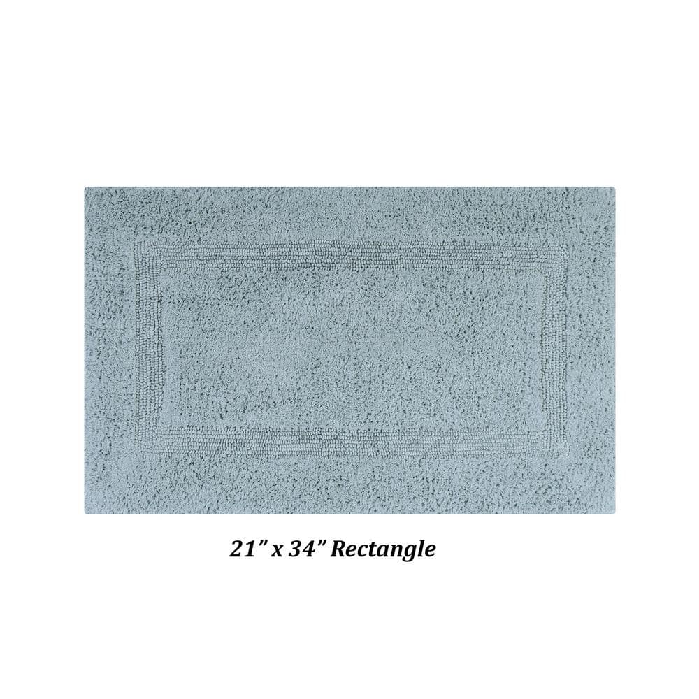 Lux Collection Blue Cotton Reversible Bath Rug 21" x 34"
