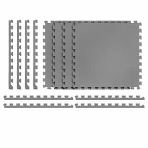 Multi-Purpose 24 in. x 24 in. Interlocking Gray Foam Flooring Recyclamat (4-Pieces)