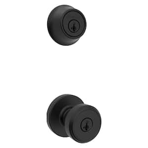 Maven Keyed Entry Knob and Single Cylinder Deadbolt Combo Pack featuring SmartKey Security in Matte Black