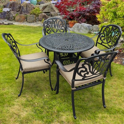 Round Patio Dining Sets, Round Metal Outdoor Table And 4 Chairs