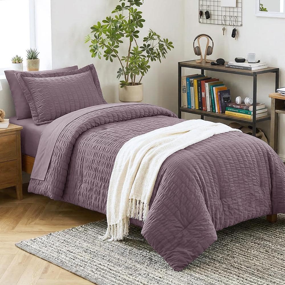 "Dusty Purple Polyester Twin(68""x88"") Comforter Set with Sheets 5 Pieces" price history on PriceWatchPro