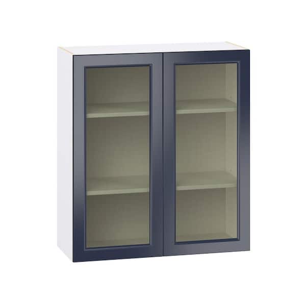 Laramie 36 in. W x 14 in. D x 40 in. H Assembled Glass Door Specialty Wall Kitchen Cabinet in Painted Blue