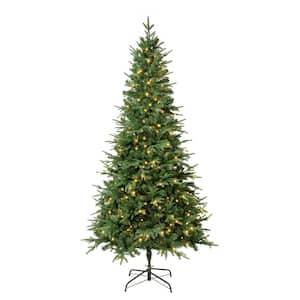 7 1/2' Feel-Real Duxbury Light Green Mixed Hinged PreLit Artificial Christmas Tree with 260 Warm White LED Lights
