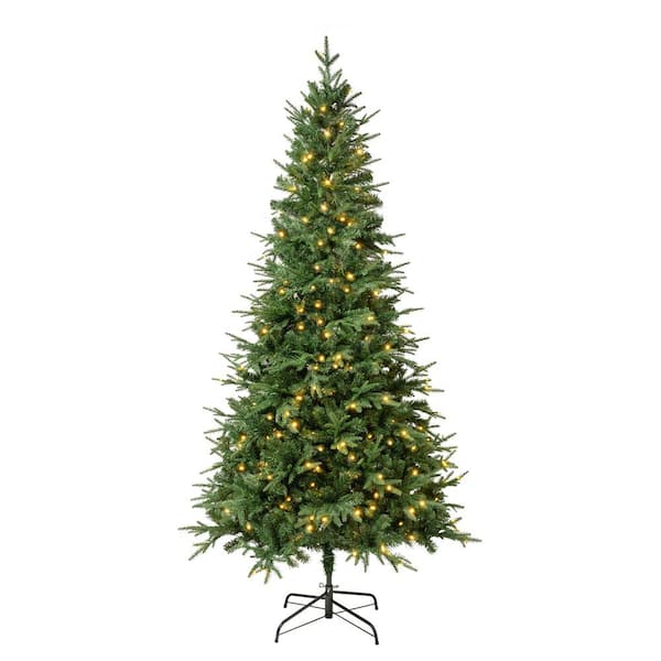 National Tree Company 7 1/2' Feel-Real Duxbury Light Green Mixed Hinged PreLit Artificial Christmas Tree with 260 Warm White LED Lights