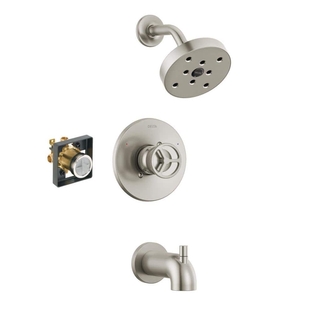Delta Trinsic SingleHandle 1Spray Tub and Shower Faucet in Stainless
