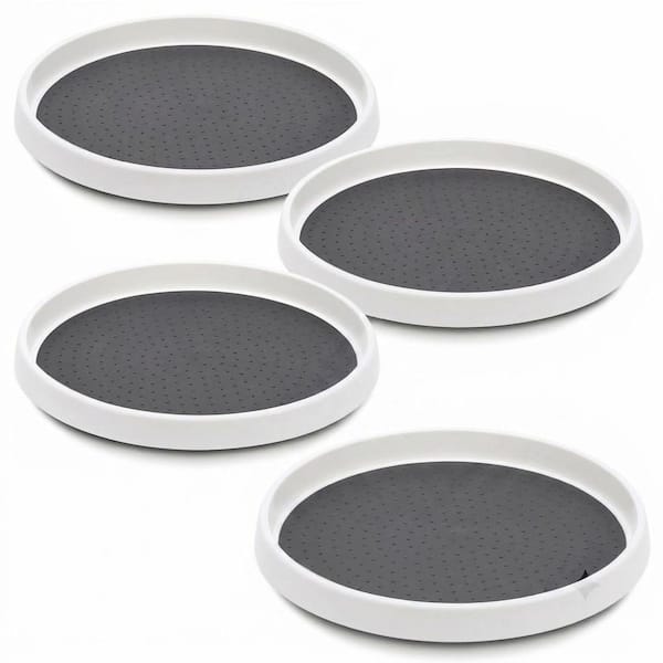4 Pack Gray Non-Skid Rotating Cabinet Organizer Turntable for Kitchen Pantry Bathroom Sink Refrigerator Storage