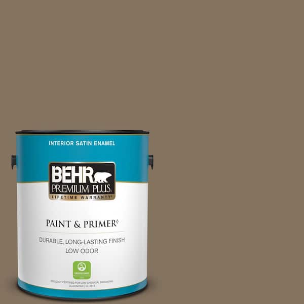 BEHR PREMIUM PLUS 1 gal. #BXC-05 Mudslide Satin Enamel Low Odor Interior Paint & Primer