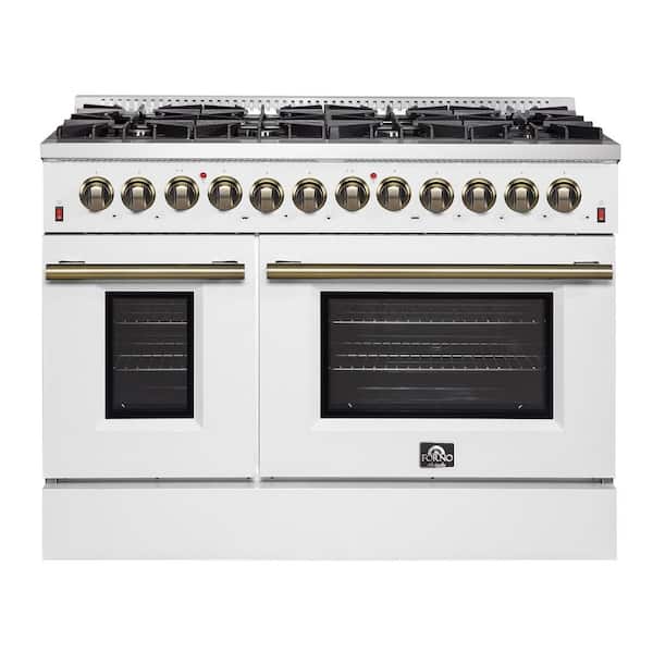Galiano 48 in. 6.58 cu. ft. Double Oven Dual Fuel Range with Gas Stove and Electric Oven in Stainless Steel w/White Door