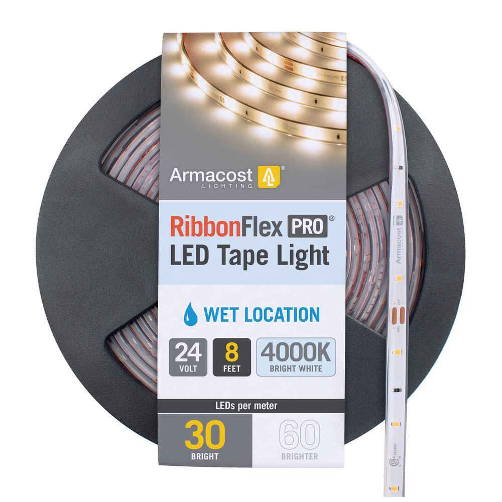 Outdoor Waterproof 8ft White LED Strip Light with 30 LEDs/m