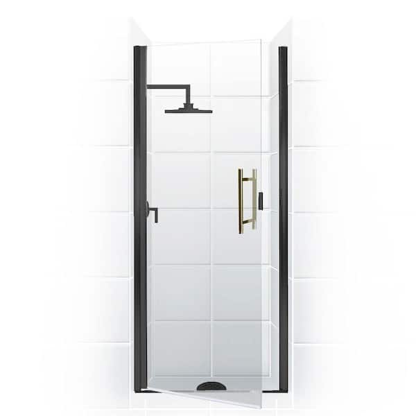 Coastal Shower Doors Paragon Series 25 in. x 65 in. Semi-Framed Continuous Hinge Shower Door in Oil Rubbed Bronze with Clear Glass