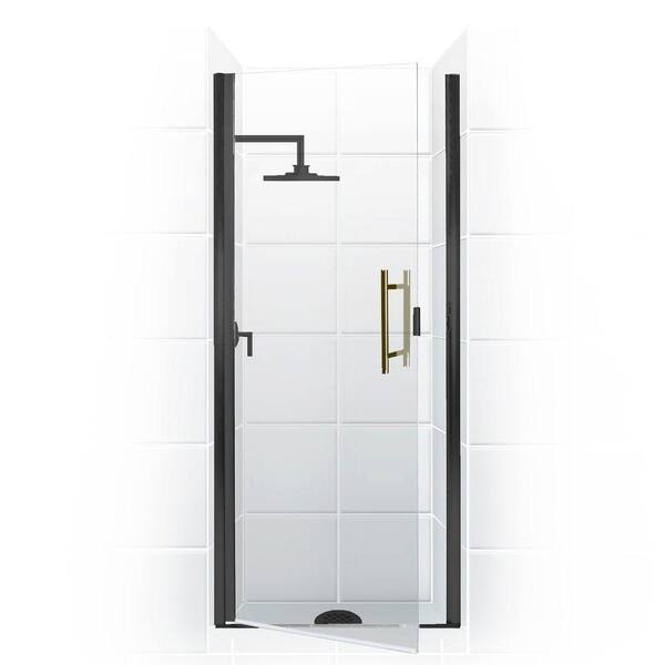 Coastal Shower Doors Paragon Series 26 in. x 74 in. Semi-Framed Continuous Hinge Shower Door in Oil Rubbed Bronze with Clear Glass