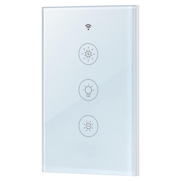 2-Pieces Smart Light Dimmer Switch 100-250-Volt AC Wi-Fi 2. 4GHz, LED Dimming Range 15%-85% Touch Panel Control White