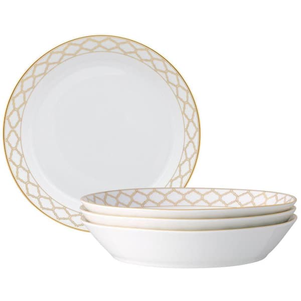 Noritake Eternal Palace Gold 9.75 in. 43 oz. (Gold) Porcelain Coupe Dinner Bowls, (Set of 4)