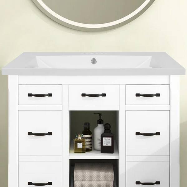 Flynama 30 in . Bathroom Sink in White JY-N725P171538K - The Home