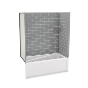 Utile Metro 32 in. x 60 in. x 81 in. Bath and Shower Kit with New Town Right Hand Drain in Ash Grey