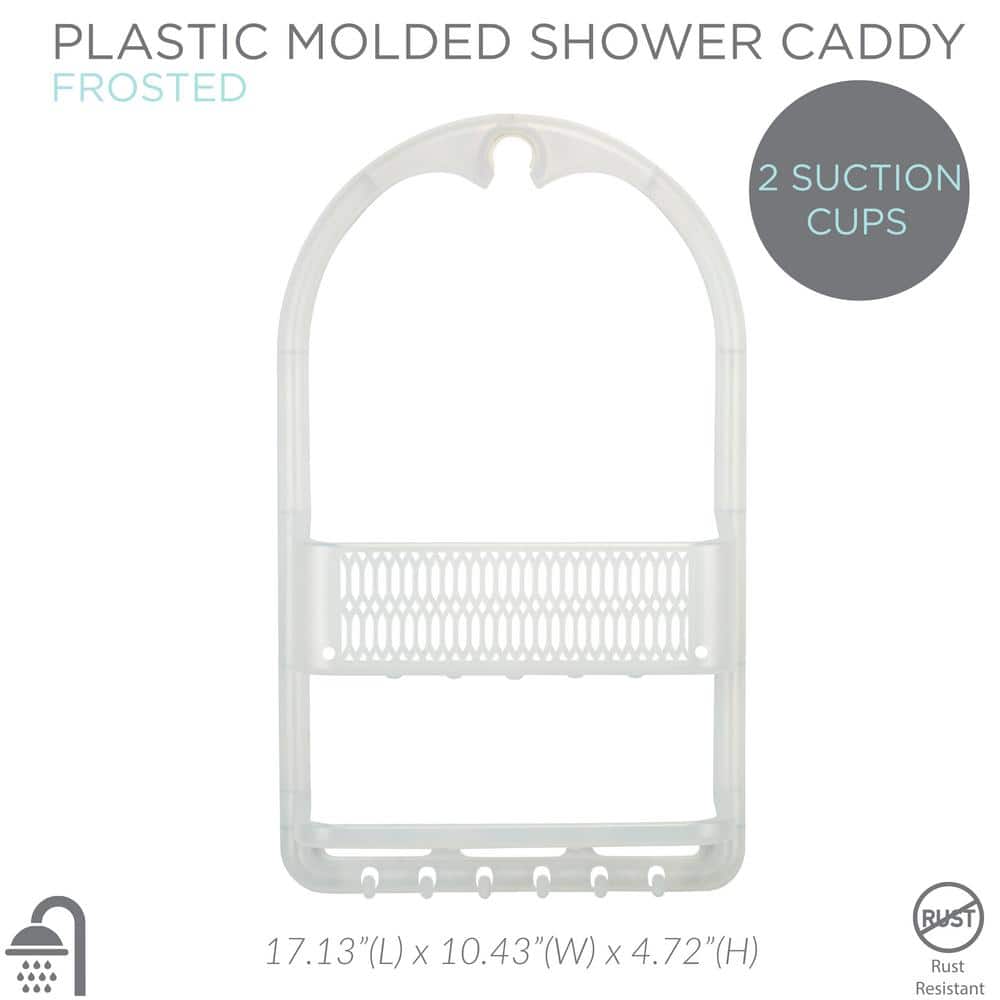 Frosted White Plastic Suction Mount Shower Caddy