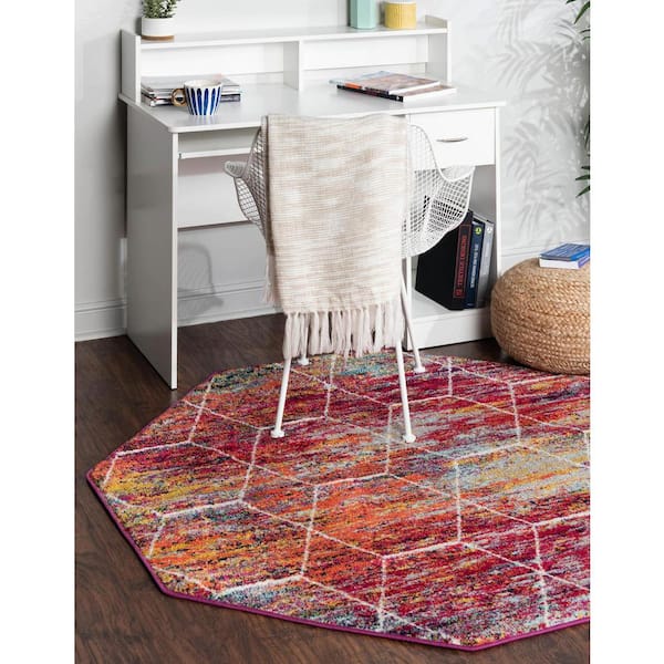 Trellis Frieze Geometric Multi 7 ft. 1 in. x 7 ft. 1 in. Area Rug