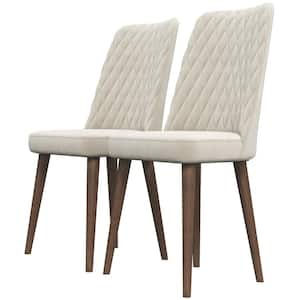 Ellen Mid-Century Modern Beige Velvet Dining Chair (Set of 2)