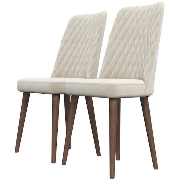 Ashcroft Furniture Co Ellen Mid-Century Modern Beige Velvet Dining Chair (Set of 2)
