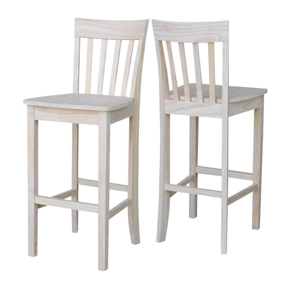 Solid Parawood Slatback Barstool 46" Unfinished Traditional Design