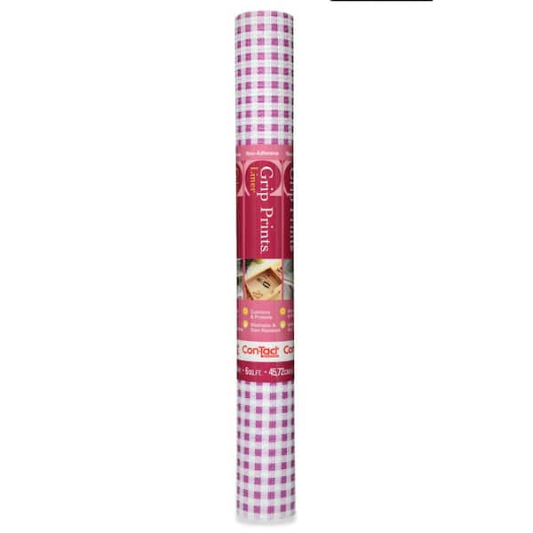 Con-Tact Grip Prints 18 in. x 4 ft. Orchid Plaid Non-Adhesive Vinyl Top Grip Drawer and Shelf Liner (6-Rolls)
