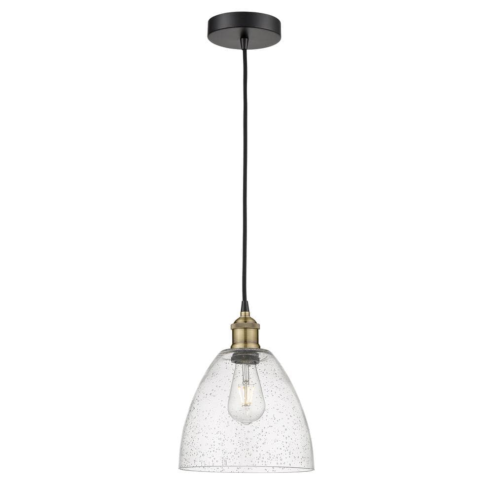 Edison Dome 100-Watt 1-Light Black Antique Brass Standard Mini Pendant Light with Seeded Glass Shade, No Bulbs Included price history on PriceWatchPro