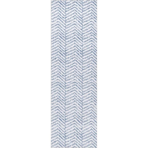 nuLOOM Rosanne Blue 3 ft. x 10 ft. Machine Washable Geometric Runner