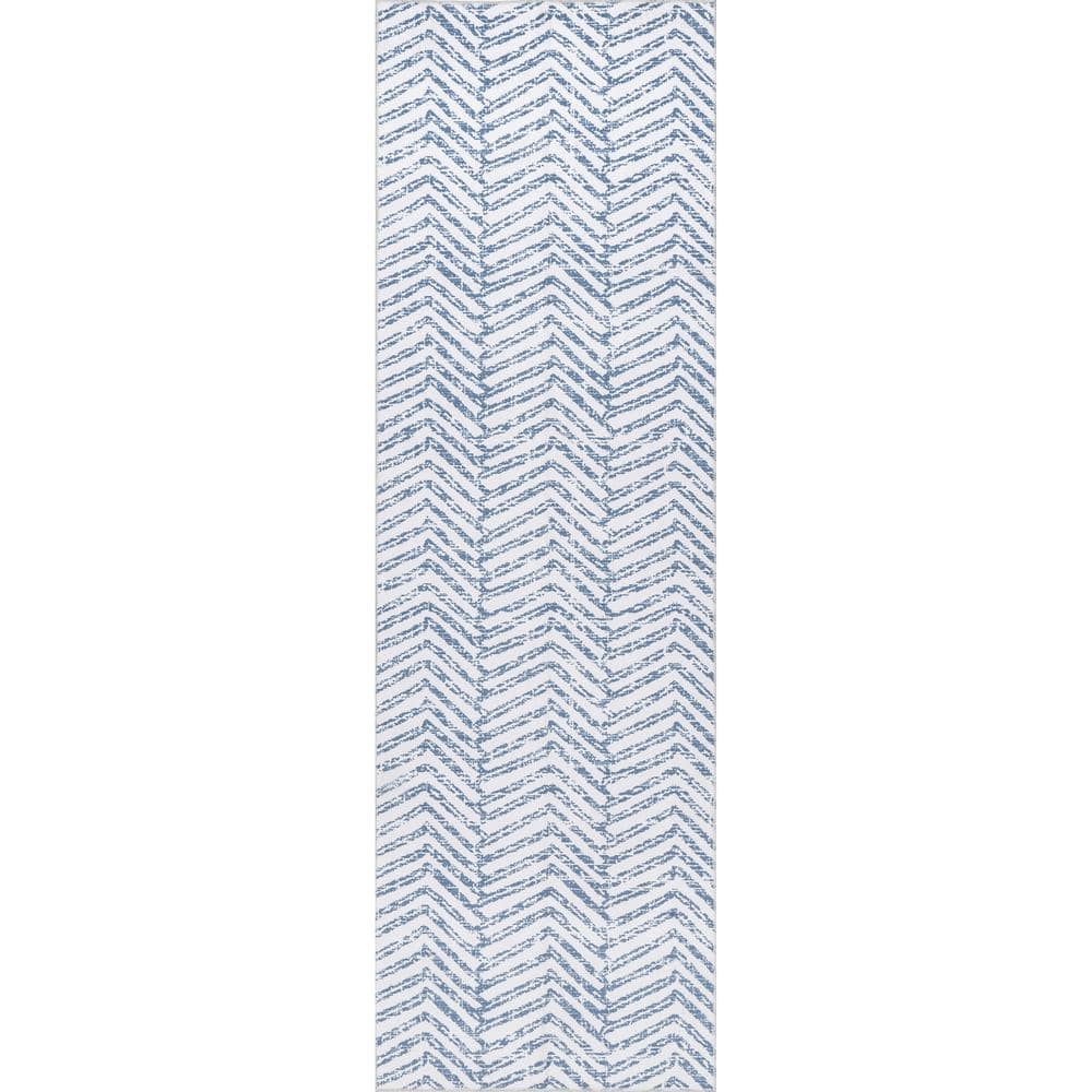 nuLOOM Rosanne Blue 3 ft. x 6 ft. Machine Washable Geometric Runner Area Rug BIRV11A2606 The