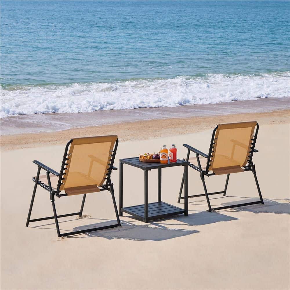 Yaheetech Set of 2 Outdoor Texteline Folding Dining Chairs with ...