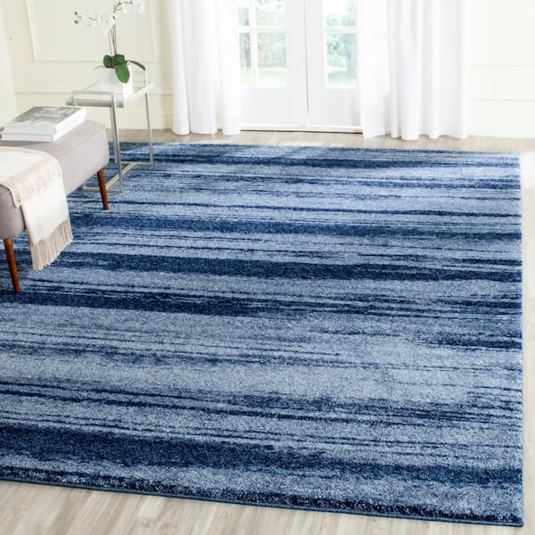 Retro 10 ft. x 14 ft. Light Blue/Blue Abstract Area Rug