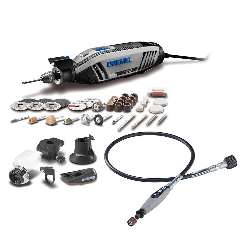 Dremel 4300 Series 1.8 Amp Variable Speed Corded Rotary Tool Kit with Flex  Shaft Rotary Tool Attachment 43005/40+22502 - The Home Depot