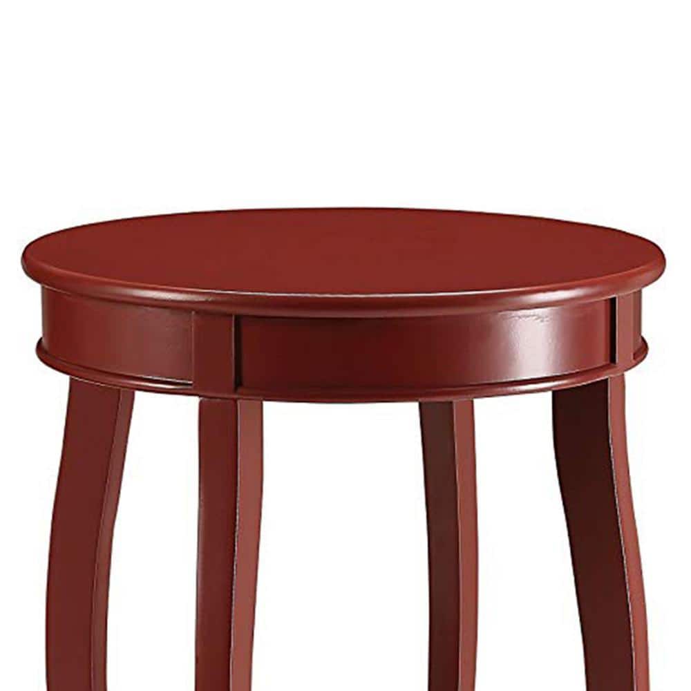 Elegant Stylized Leg Round Wood Side Table in Red