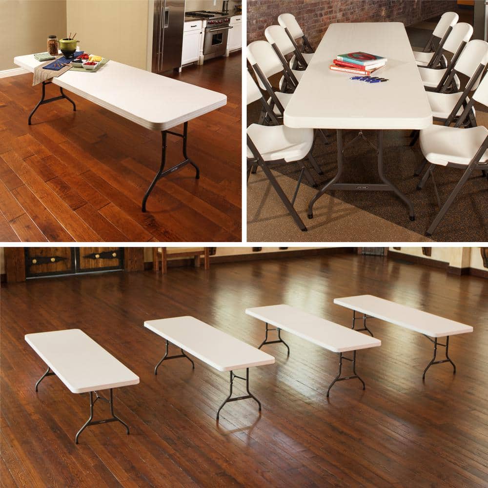 Almond 8-Foot Rectangular Folding Banquet Table with Metal Frame