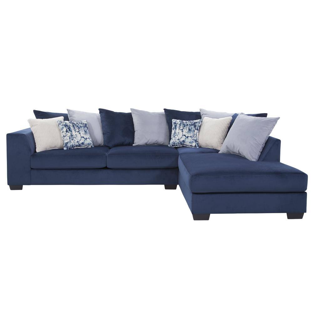 Navy Blue Microfiber Two-Piece Sectional Sofa with Chaise